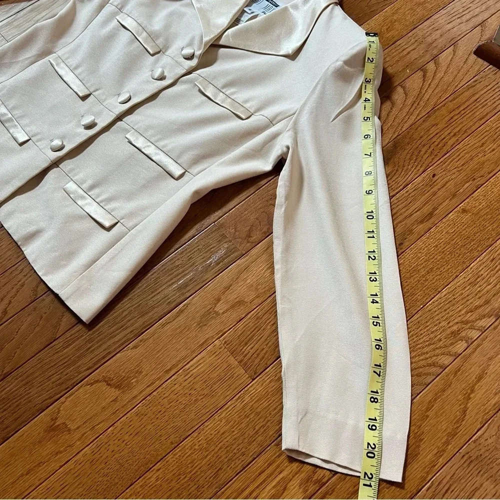 DaniMax Loi Snyder Women Vtg Suits sz 4/P Satin Beige Blazer Pleated Y2K Formal - Picture 13 of 17